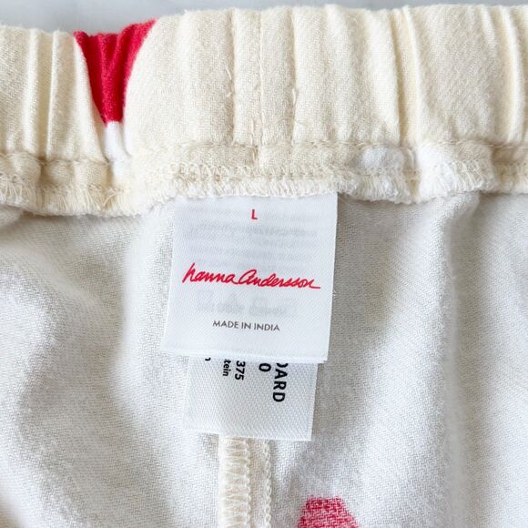 Hanna Andersson Holiday Flannel Pajama Set Scandi Santa on Almond Adult L - Picture 9 of 10